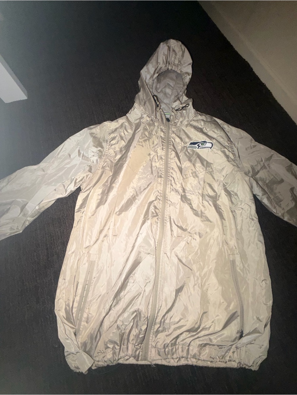 NFL Men's Windbreaker Jacket in Light Tan with Seahawks Logo